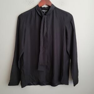 Shanghai Tang Silk Satin Blouse in Black size 38 NWT
